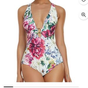 LIORA Swimsuits for Women Floral Print Deep V Neck with Front and Back Size 6